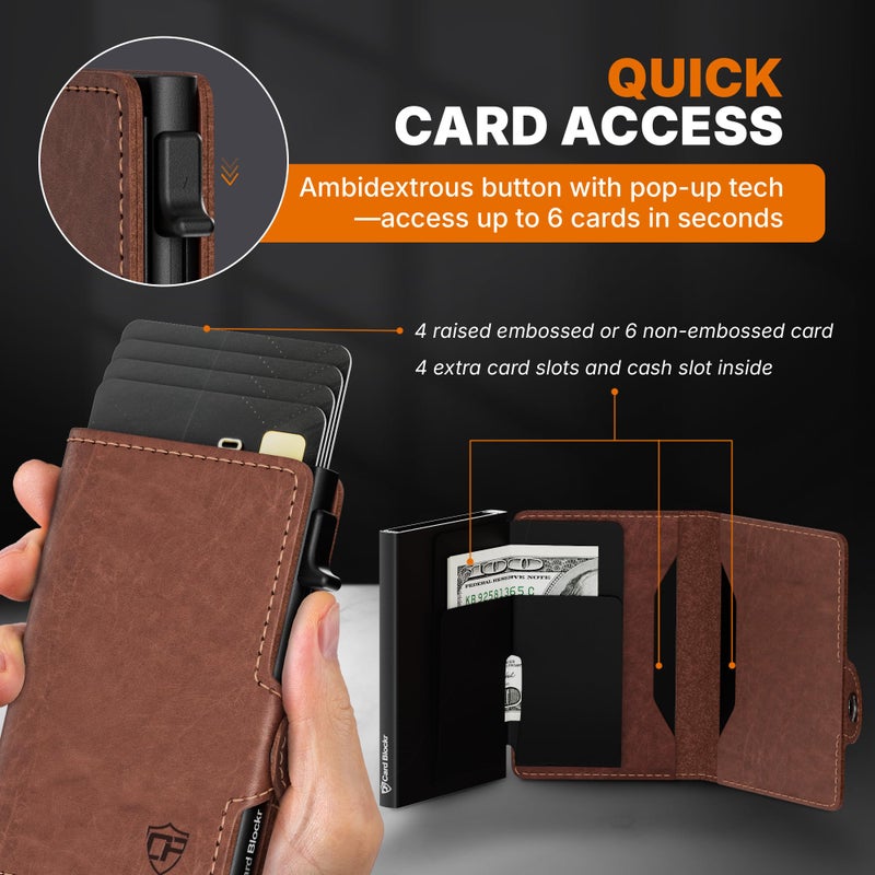 Conceal Plus Pop Up Wallet for Men â€“ RFID Blocking Leather Card Holder Wallet, Automatic Pop-Up Card Ejector, Slim Minimalist Front Pocket Wallet, Holds Up to 10 Cards + Cash - Image 3